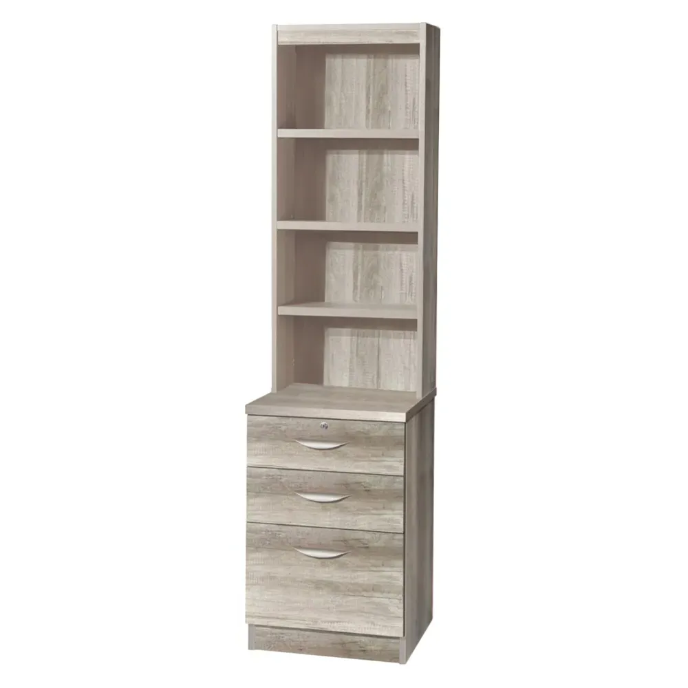 3 Drawer 4 Shelf Storage Unit with Hutch - Grey