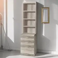 3 Drawer 4 Shelf Storage Unit with Hutch - Grey