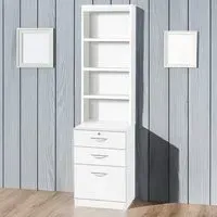 3 Drawer 4 Shelf Storage Unit with Hutch - White