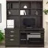 3 Drawer Computer Desk with Bookcase and Printer Shelf - Black