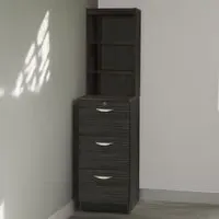 3 Drawer Filing Cabinet with Hutch - Black