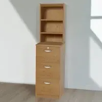 3 Drawer Filing Cabinet with Hutch - Brown