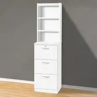 3 Drawer Filing Cabinet with Hutch - White