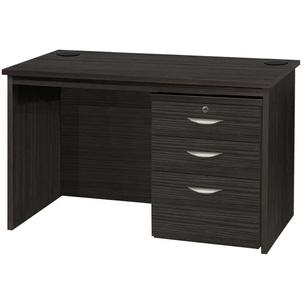 3 Drawer Home Office Desk with Hutch - Black