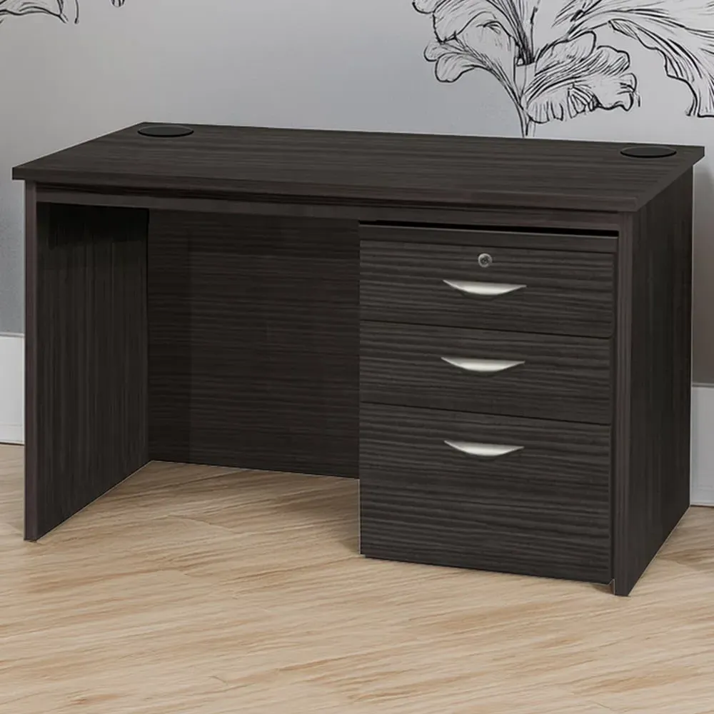 3 Drawer Home Office Desk with Hutch - Black