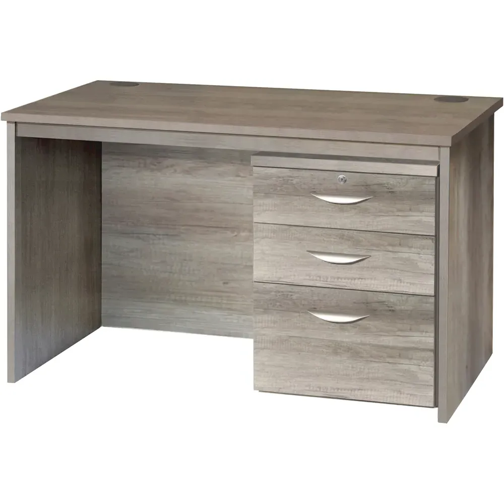 3 Drawer Home Office Desk with Hutch - Grey