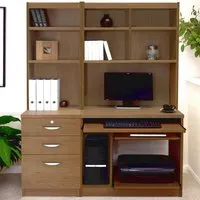 3 Drawer Set-17 Computer Desk with Bookcase - Dark Brown