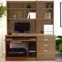 3 Drawer Set-17 Computer Desk with Bookcase - Dark Brown