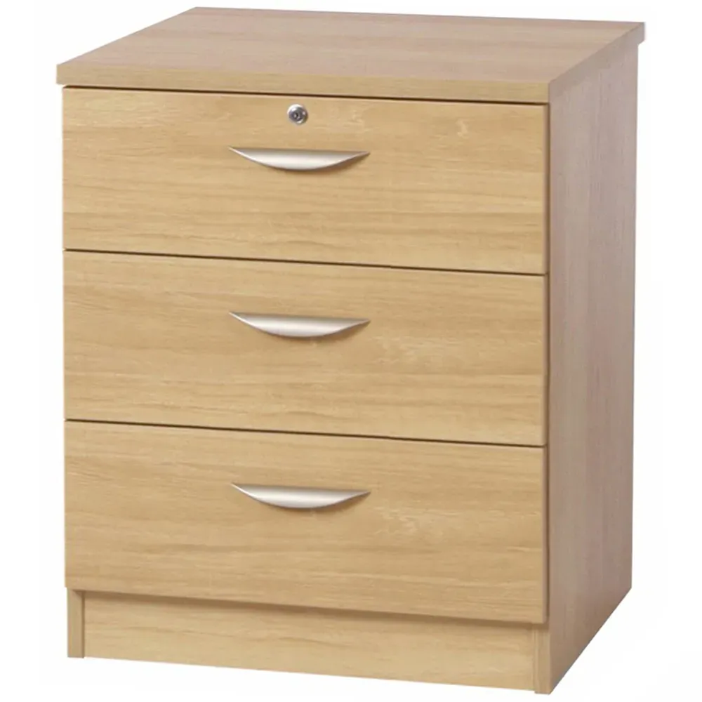 3 Drawer Storage Chest with Lock - Brown