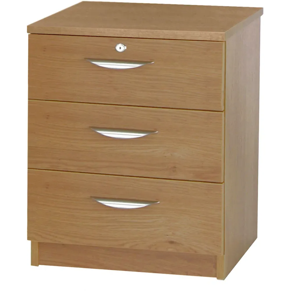 3 Drawer Storage Chest with Lock - Brown