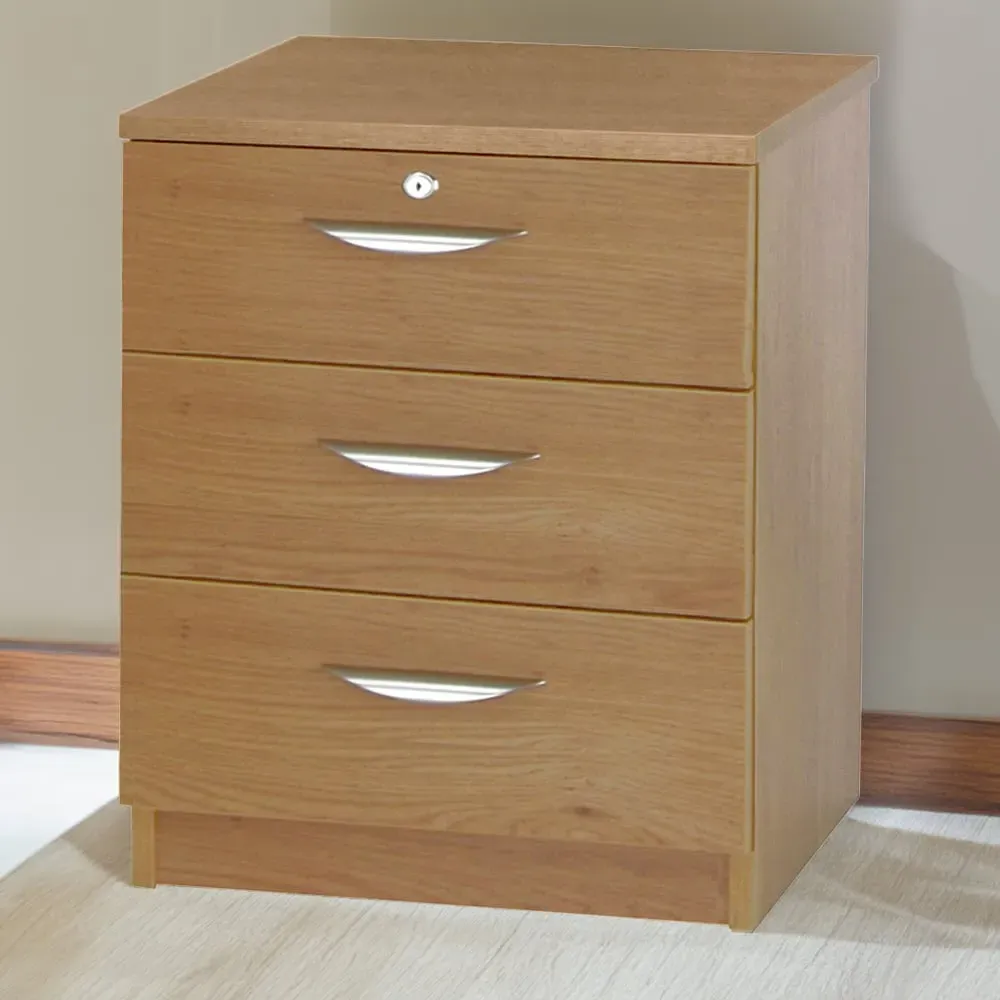 3 Drawer Storage Chest with Lock - Brown