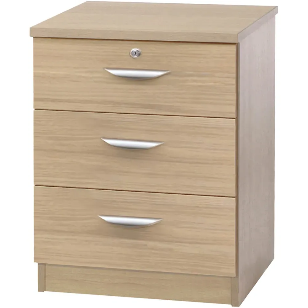 3 Drawer Storage Chest with Lock - Brown