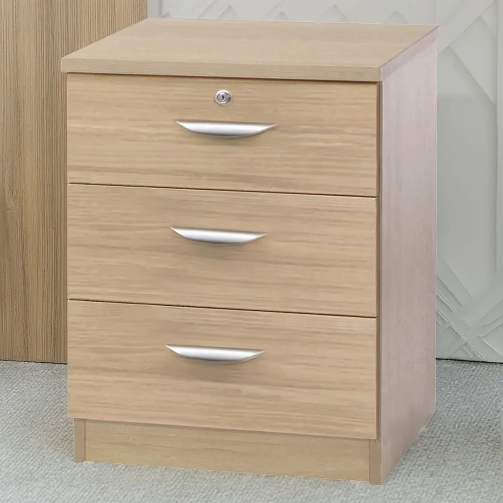 3 Drawer Storage Chest with Lock - Brown