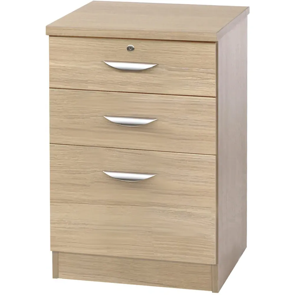 3 Drawer Storage Unit with Lock - Brown