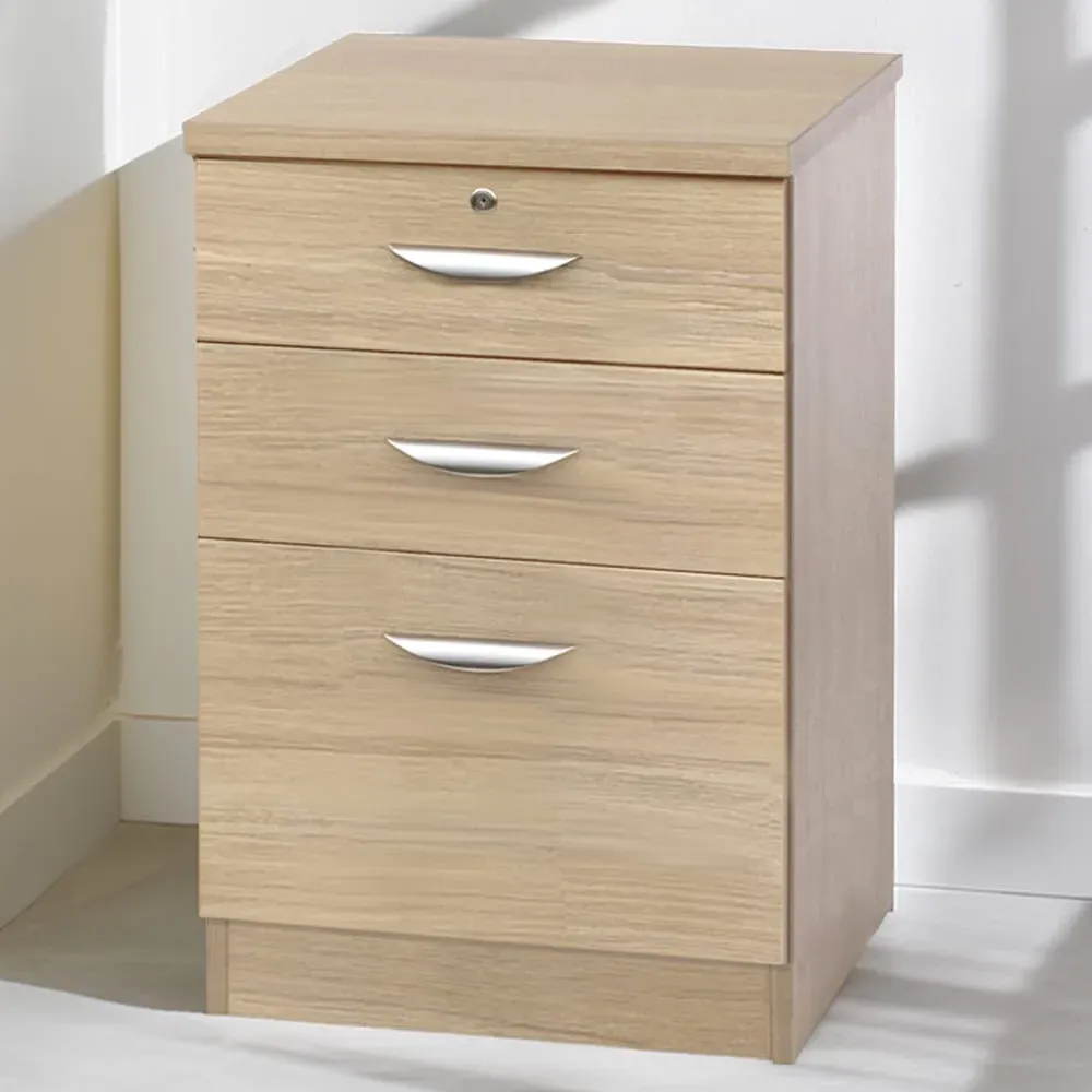 3 Drawer Storage Unit with Lock - Brown