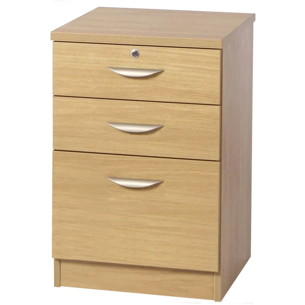 3 Drawer Storage Unit with Lock - Brown