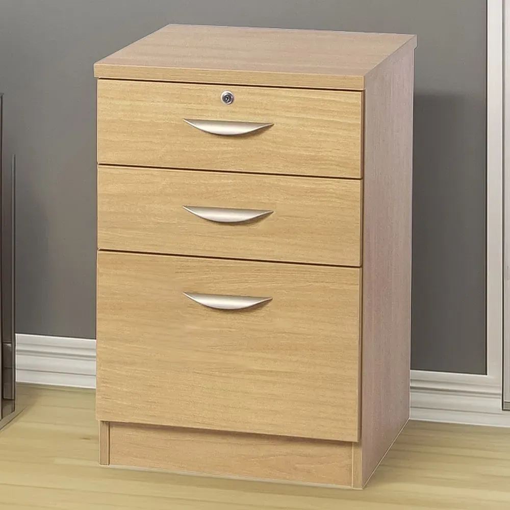 3 Drawer Storage Unit with Lock - Brown