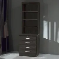 4 Drawer 4 Shelf Chest of Drawers with Lock - Black