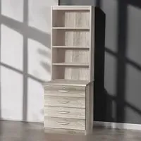 4 Drawer 4 Shelf Chest of Drawers with Lock - Grey