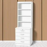 4 Drawer 4 Shelf Chest of Drawers with Lock - White