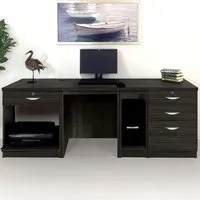 4 Drawer Computer Desk with Printer Shelf - Black