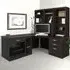 4 Drawer Corner Computer Desk with Printer Shelf - Black