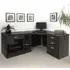 4 Drawer Corner Computer Desk with Printer Shelf - Black