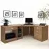 4 Drawer Corner Computer Desk with Printer Shelf - Brown