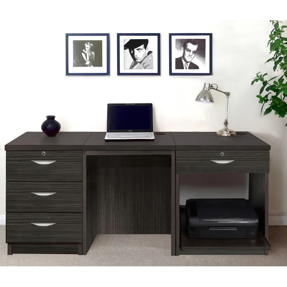 4 Drawer Desk with Printer Shelf - Black