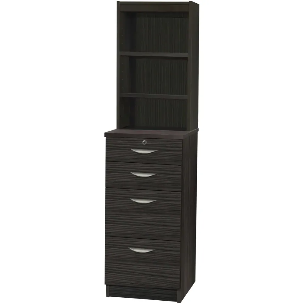 4 Drawer Filing Cabinet with Hutch - Black