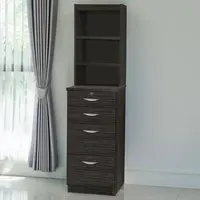 4 Drawer Filing Cabinet with Hutch - Black