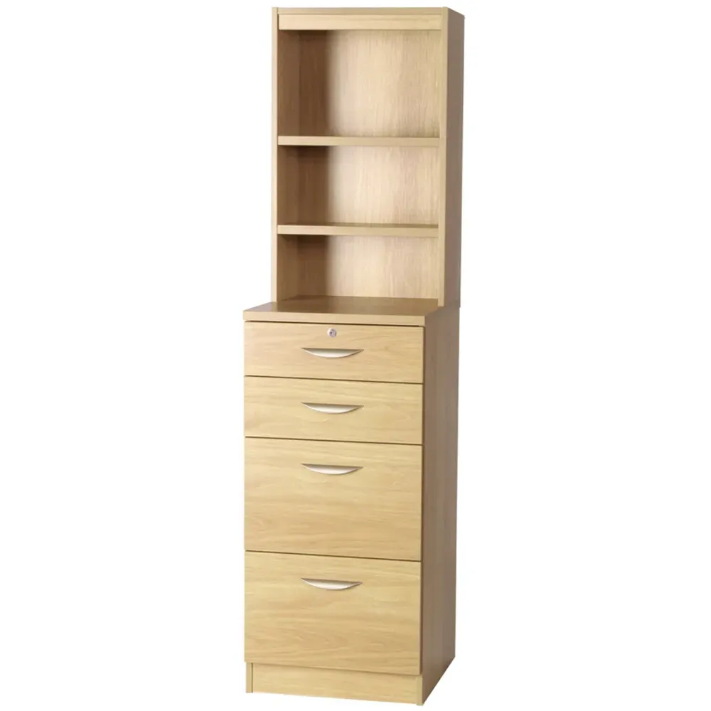 4 Drawer Filing Cabinet with Hutch - Brown