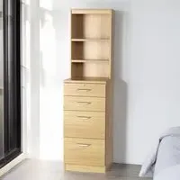 4 Drawer Filing Cabinet with Hutch - Brown