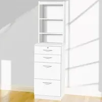 4 Drawer Filing Cabinet with Hutch - White