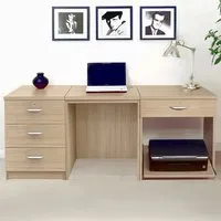 4 Drawer Set-11 Desk with Printer Shelf - Brown