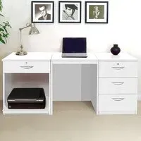 4 Drawer Set-11 Desk with Printer Shelf - White