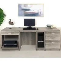 4 Drawer Set-16 Computer Desk with Printer Shelf - Grey