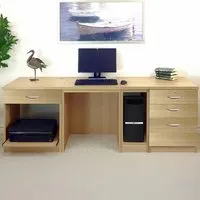 4 Drawer Set-16 Computer Desk with Printer Shelf - Light Brown