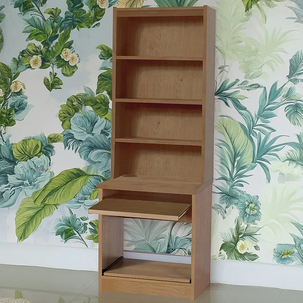 4 Shelf Printer Desk Stand with Hutch - Brown