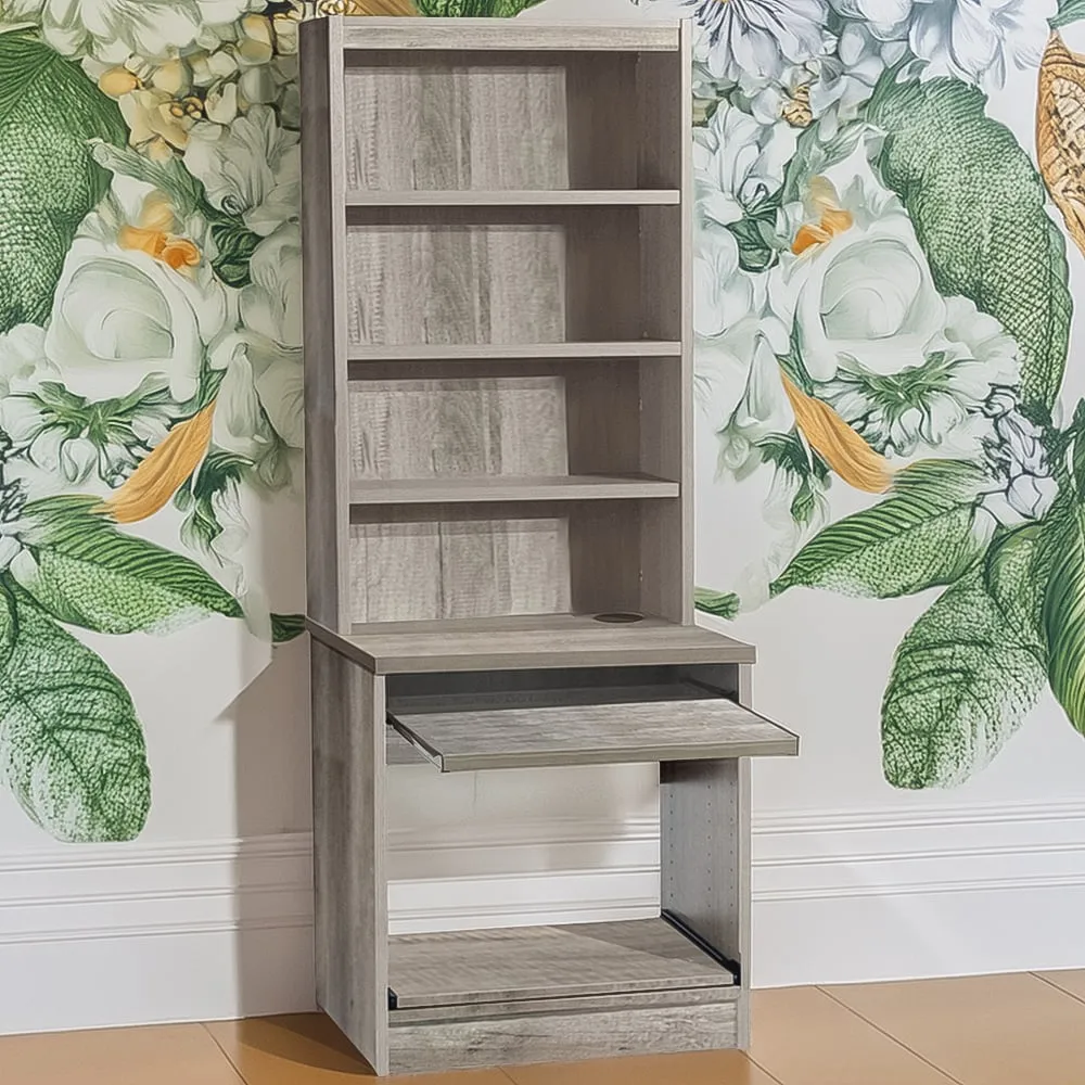 4 Shelf Printer Desk Stand with Hutch - Grey