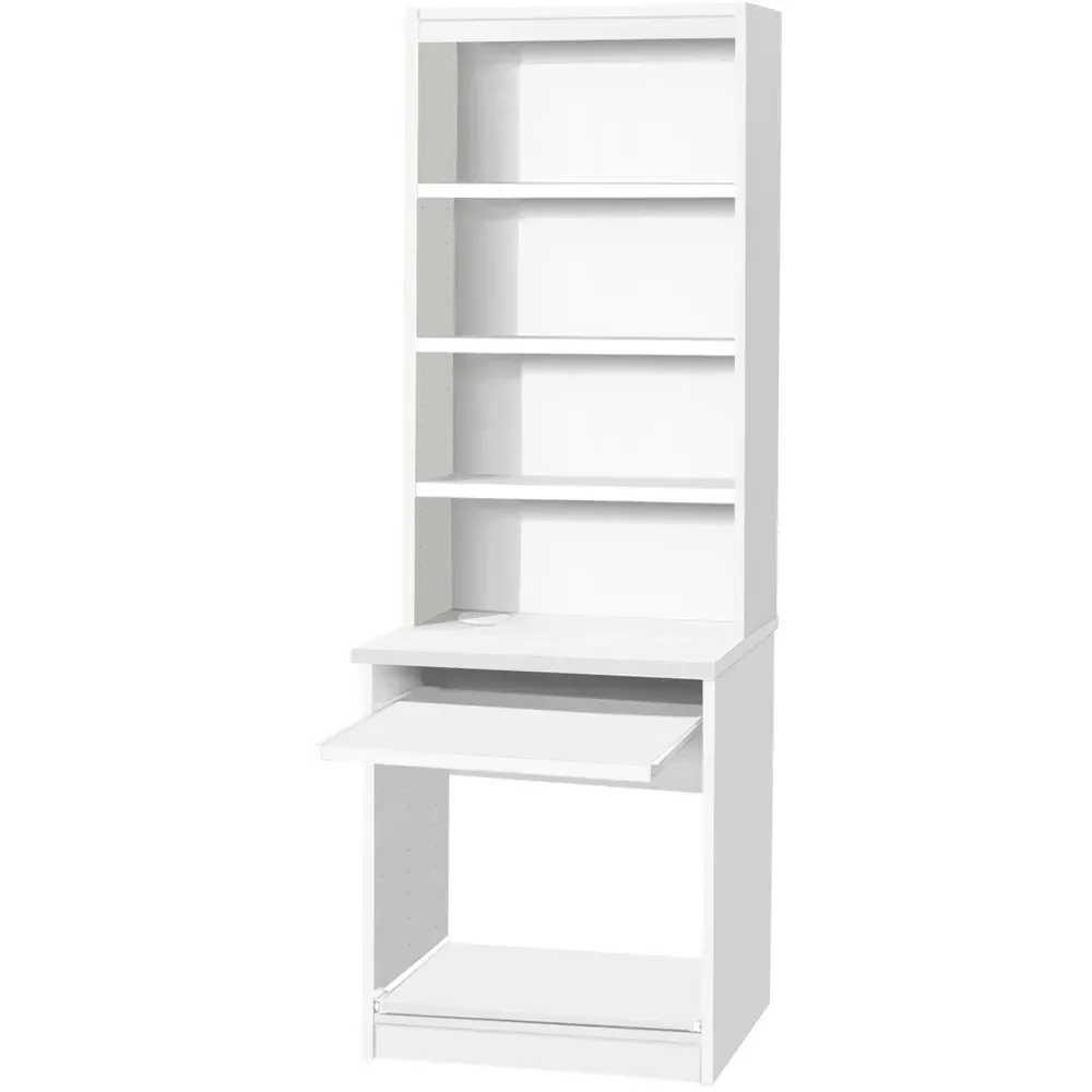 4 Shelf Printer Desk Stand with Hutch - White