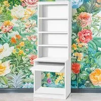 4 Shelf Printer Desk Stand with Hutch - White