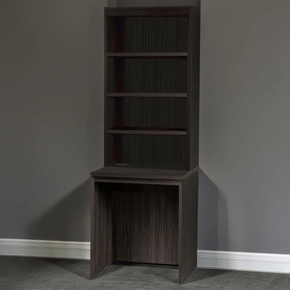 4 Shelf Small Laptop Desk with Hutch - Black image