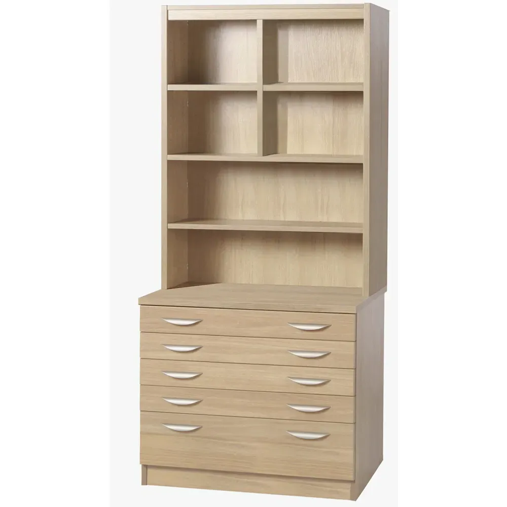 5 Drawer 6 Shelf A2 Plan Chest of Drawers with Hutch - Brown