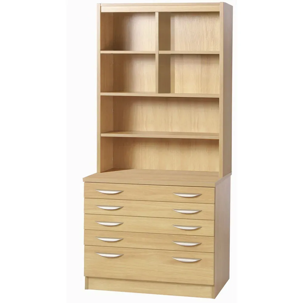 5 Drawer 6 Shelf A2 Plan Chest of Drawers with Hutch - Brown