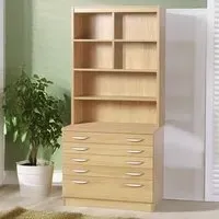 5 Drawer 6 Shelf A2 Plan Chest of Drawers with Hutch - Brown