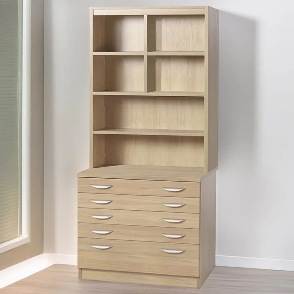 5 Drawer 6 Shelf A2 Plan Chest of Drawers with Hutch - Brown