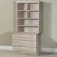 5 Drawer 6 Shelf A2 Plan Chest of Drawers with Hutch - Grey