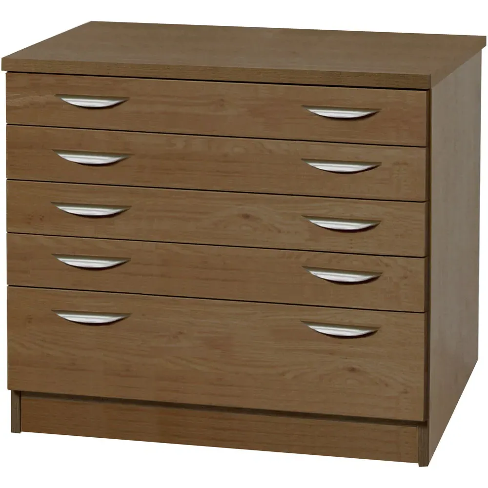 5 Drawer A2 Plan Chest of Drawers - Brown