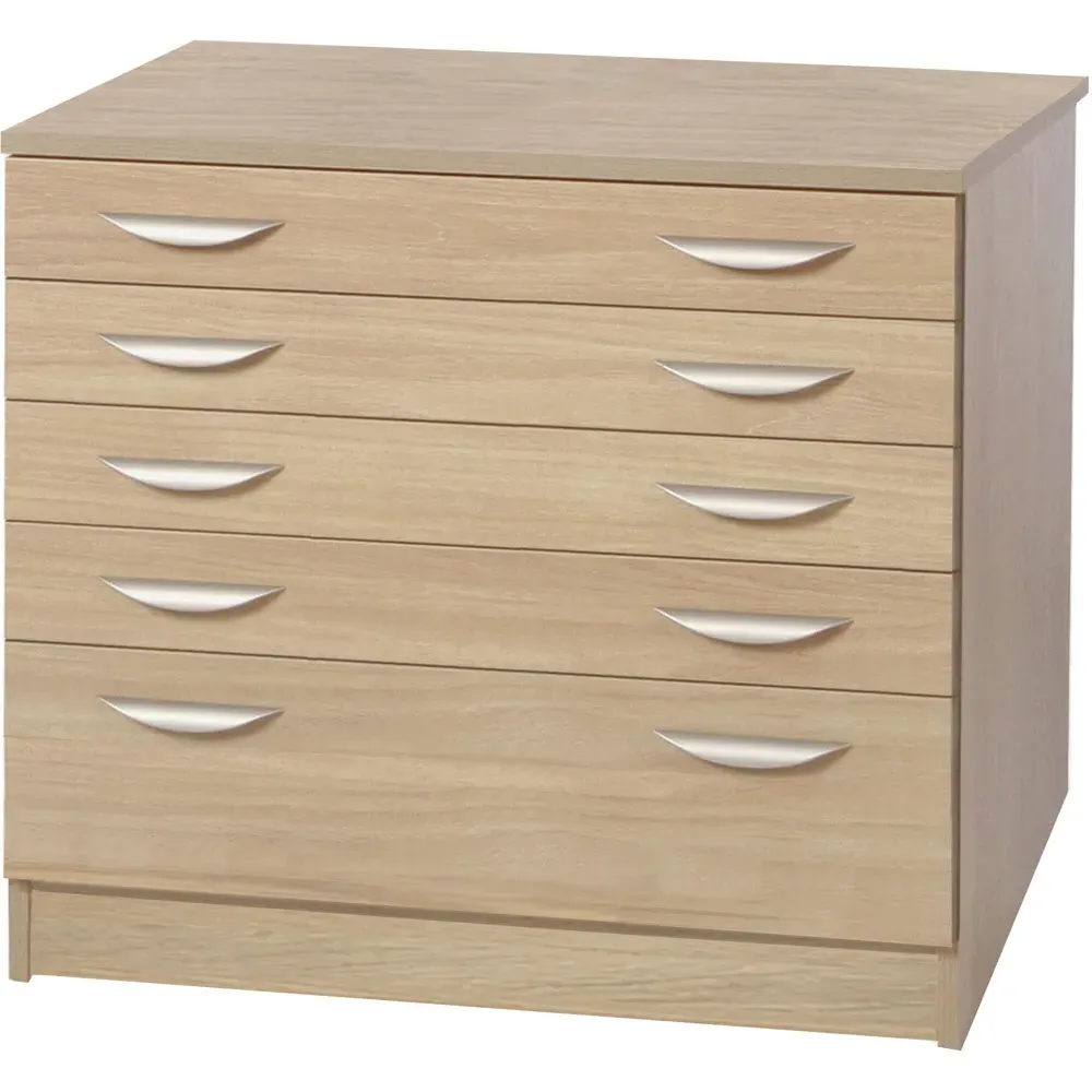 5 Drawer A2 Plan Chest of Drawers - Brown